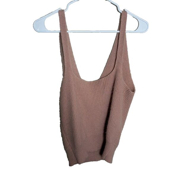 Code x Mode Tank Top Women's XS Angora Blend Sweater Fuzzy Cable Knit Beige - Picture 2 of 8